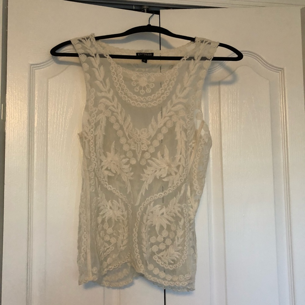 Express white lace top size XS